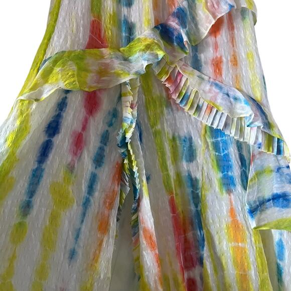 Tanya Taylor Teresa Tie Dye  Asymmetrical Silk Blend Midi Skirt Size 8 - Picture 4 of 12